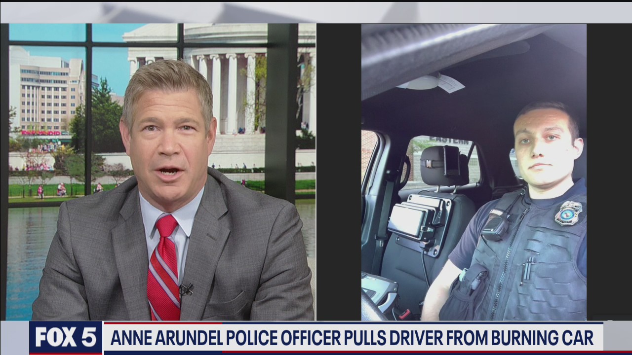 Hero police officer talks about how he pulled motorist from burning vehicle