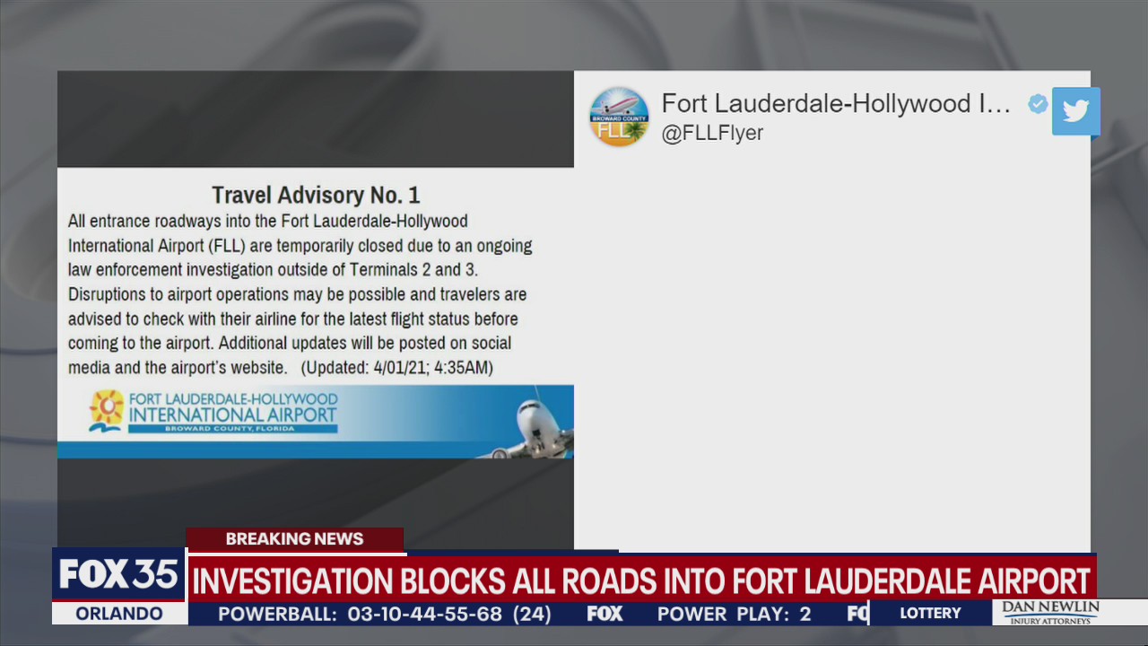 Investigation blocks all roads into Fort Lauderdale-Hollywood Airport