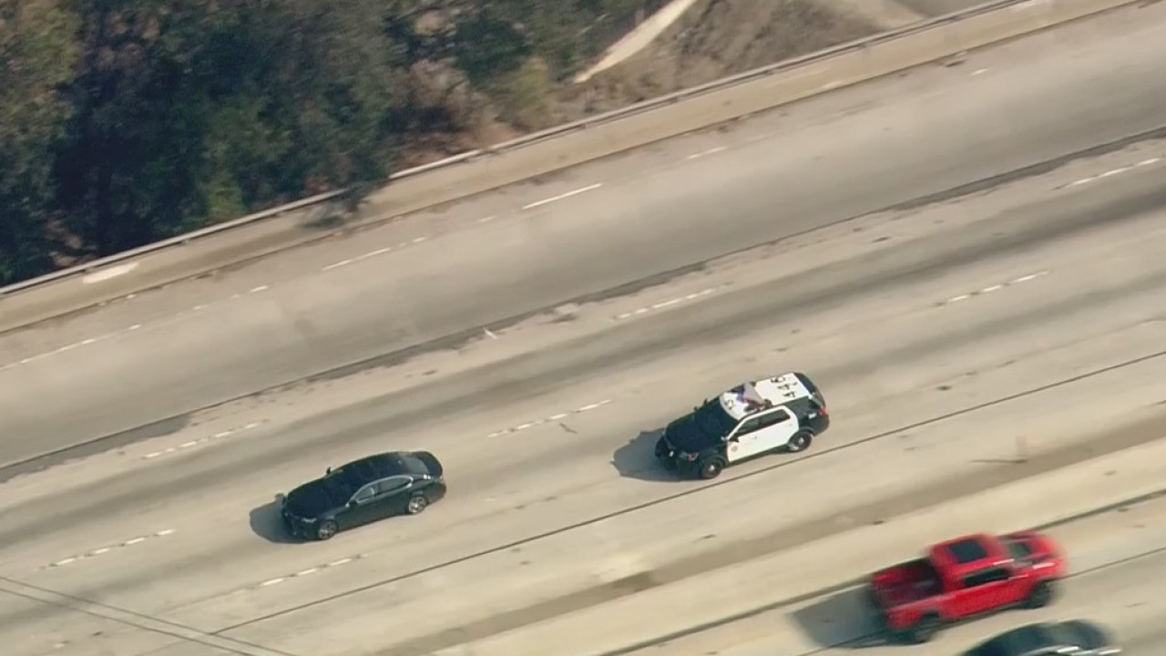 Police in pursuit of vehicle with multiple felony suspects inside