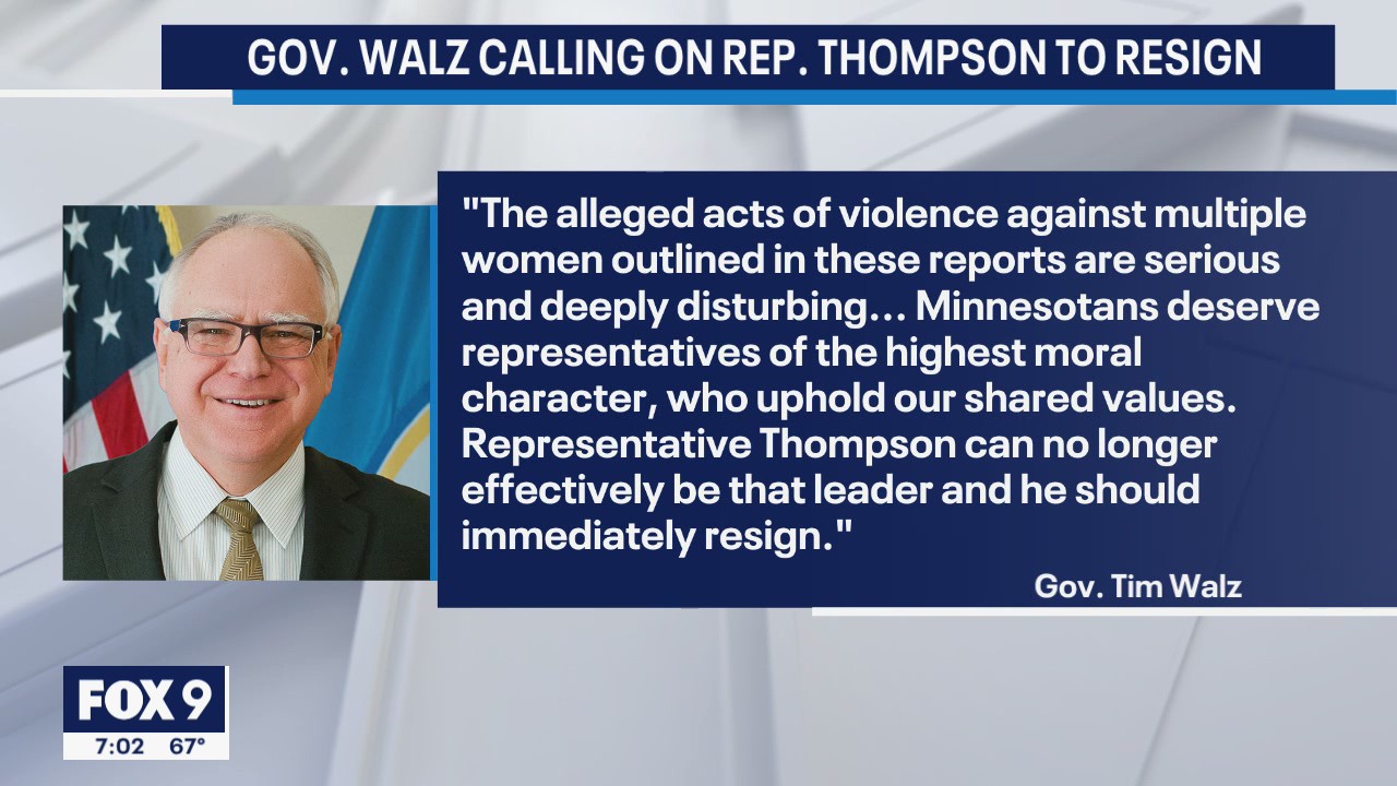Minnesota governor, DFL leadership call for Rep. Thompson's resignation
