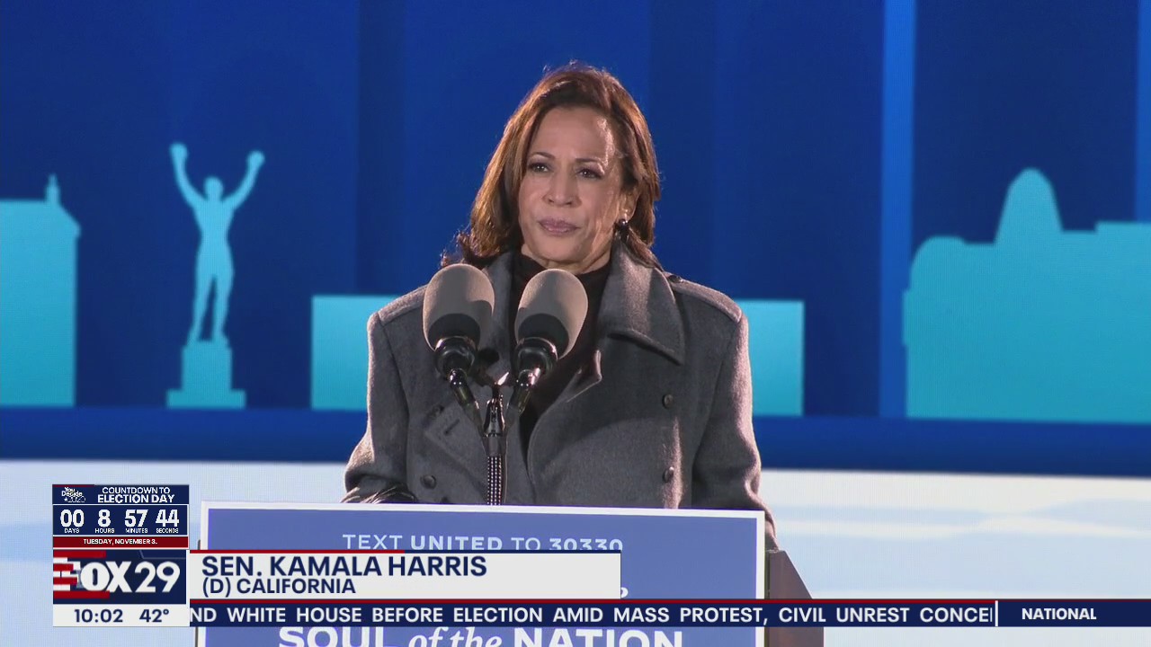 Kamala Harris holds drive-in rally in Philadelphia