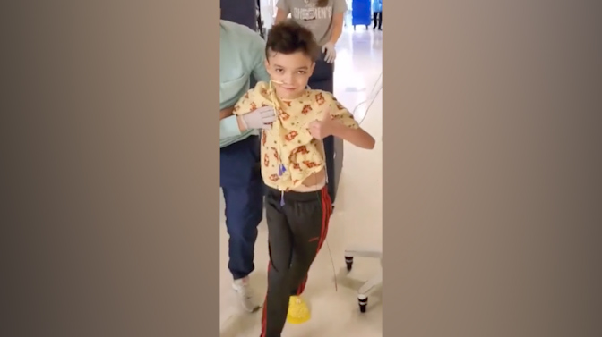 Boston boy takes his first steps after a 12-hour brain tumor removal surgery