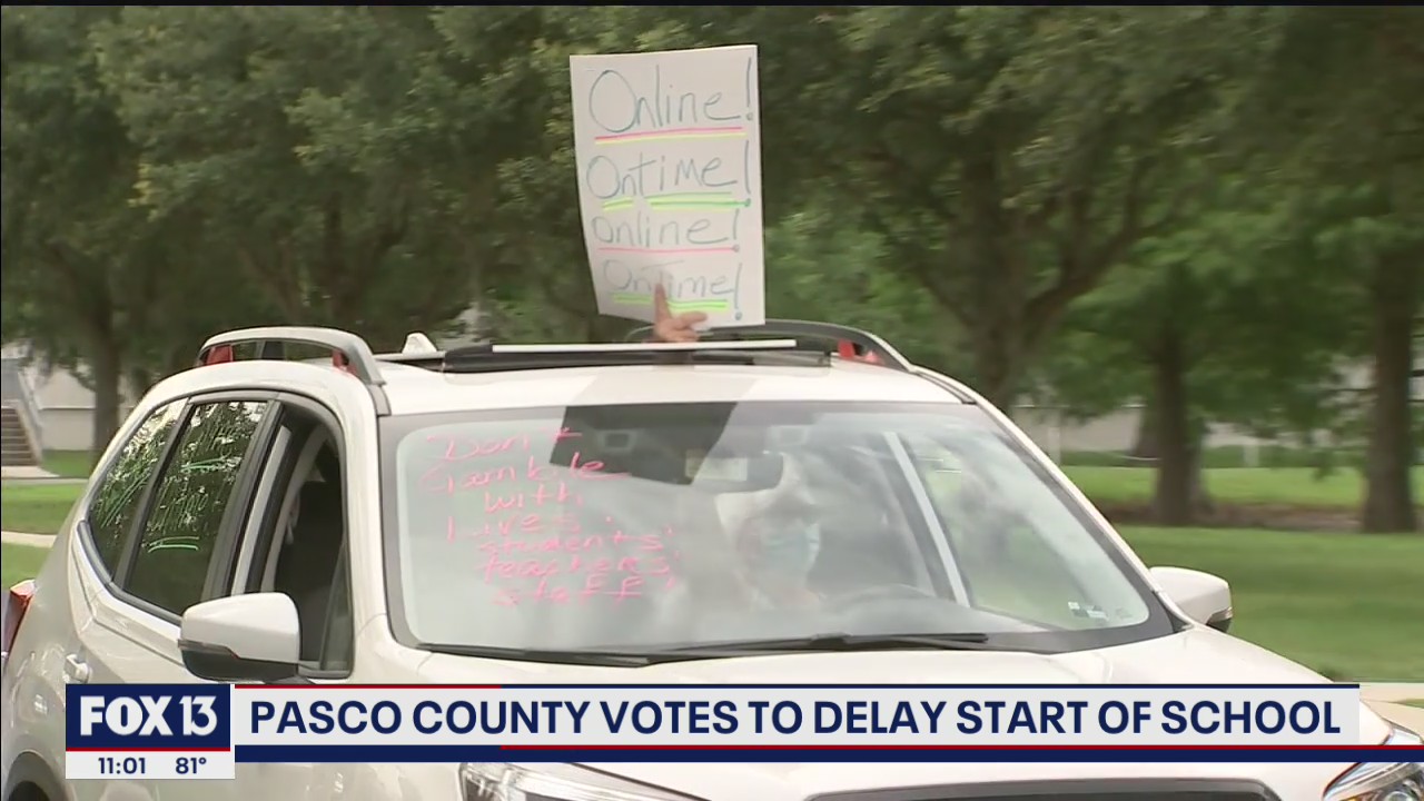 Teachers protest as Pasco leaders vote on school reopening plans
