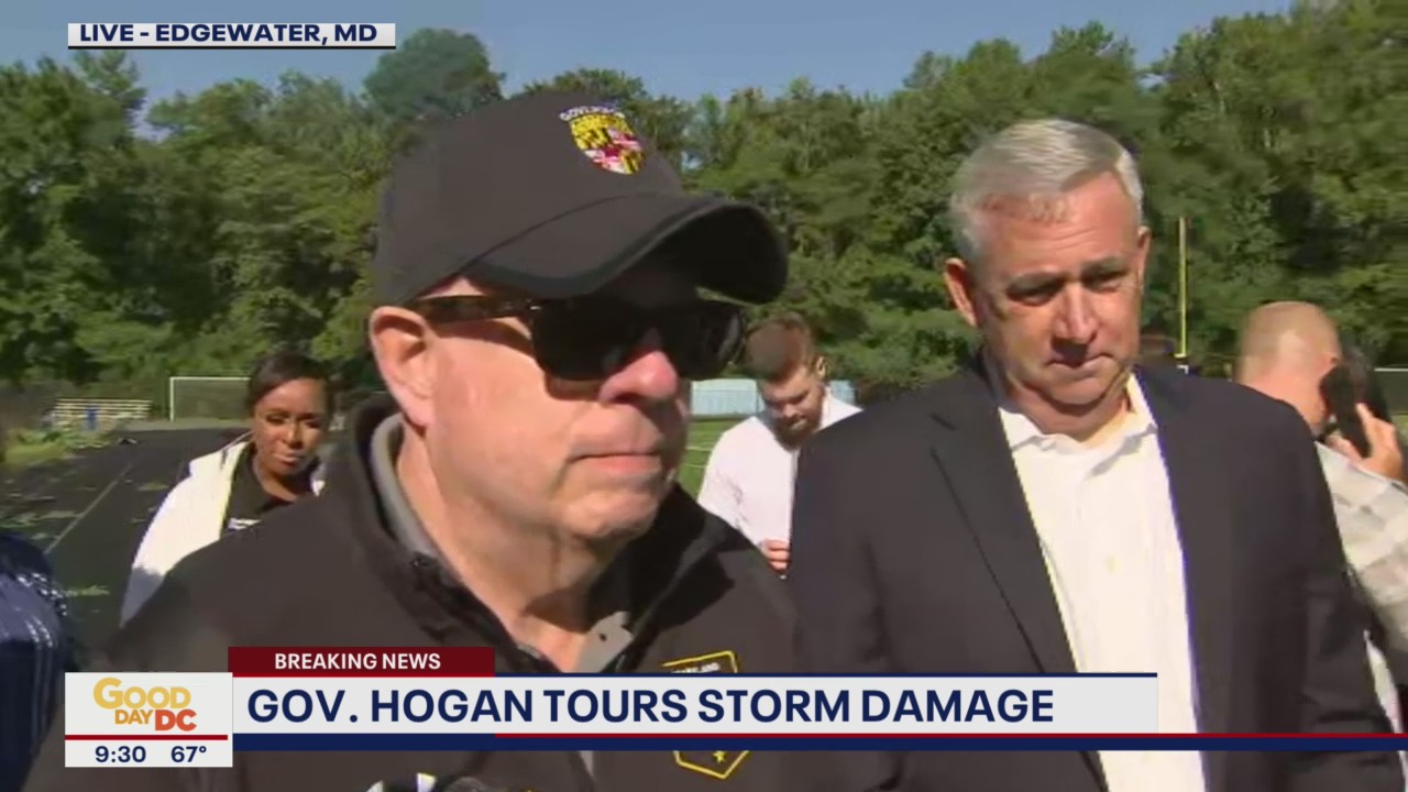 Maryland Gov. Larry Hogan tours storm damage