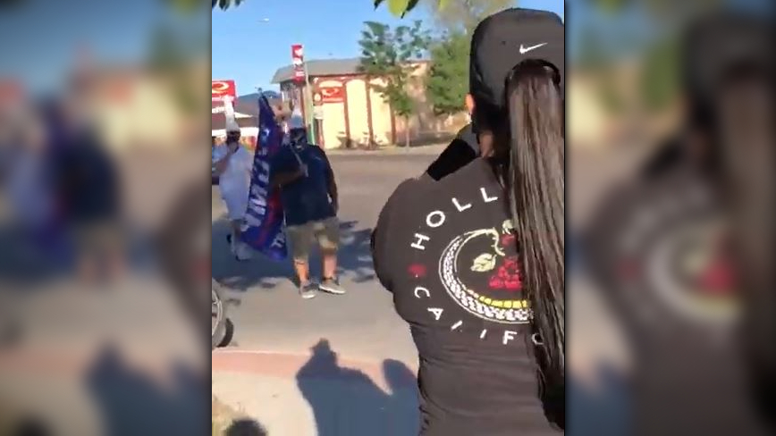 Men arrive at Nevada anti-racism rally in KKK hoods