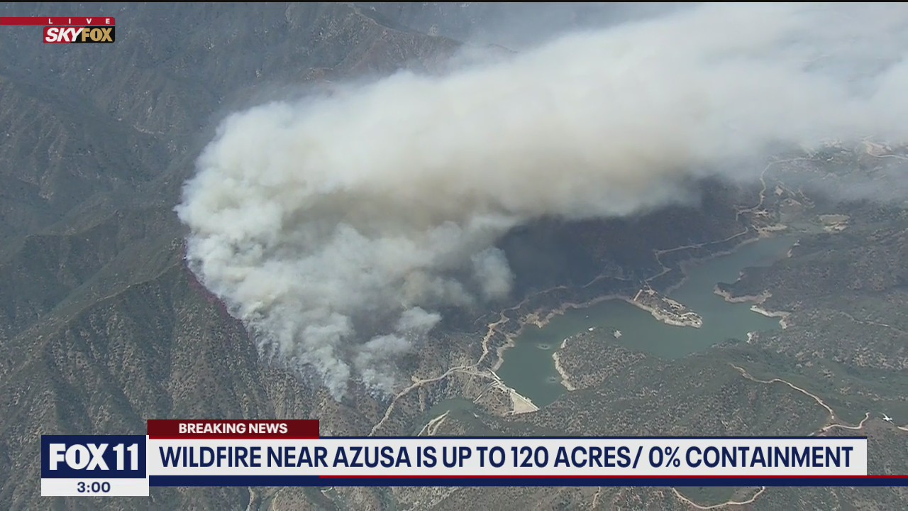 Firefighters battling fast-moving brush fire in Angeles National Forest near Azusa
