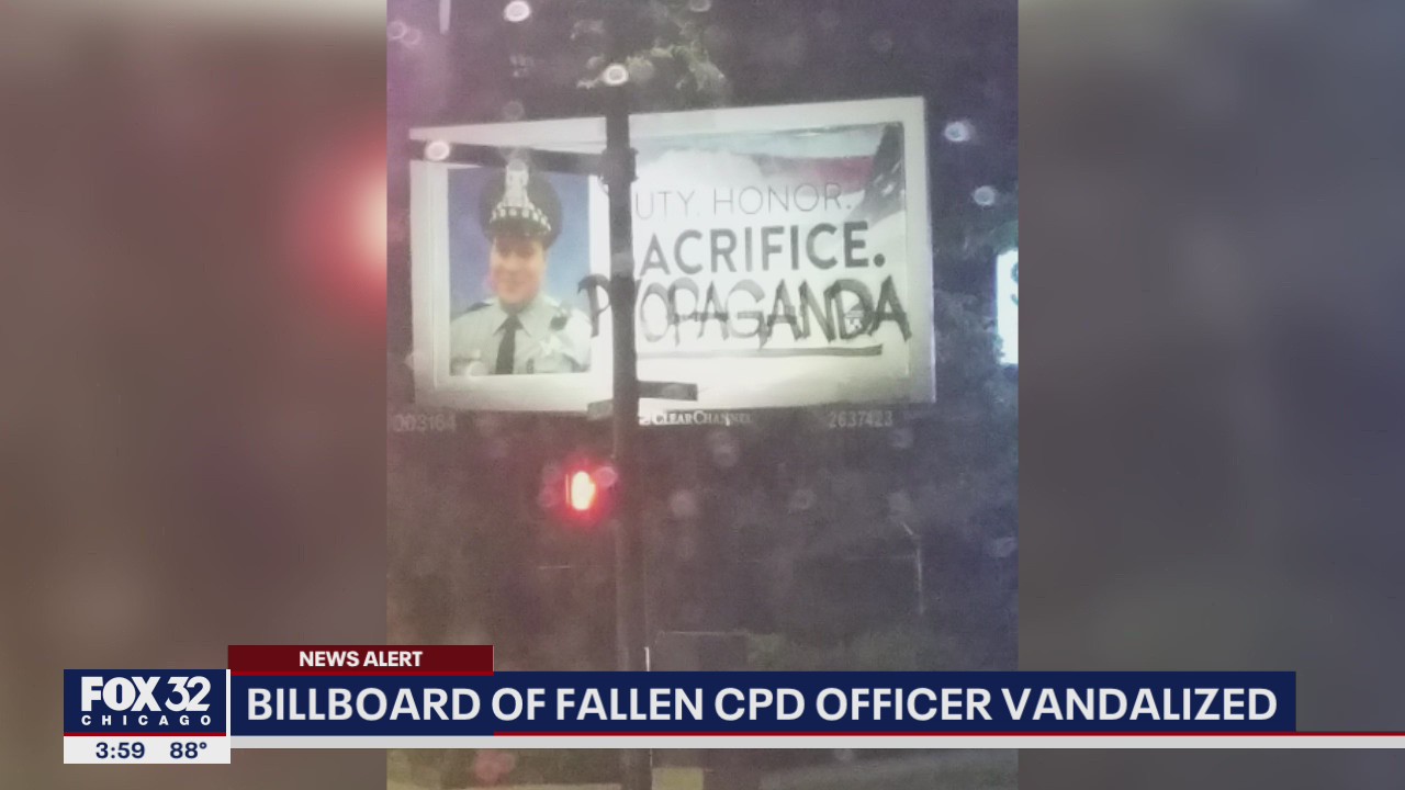 Billboard of fallen Chicago police officer vandalized