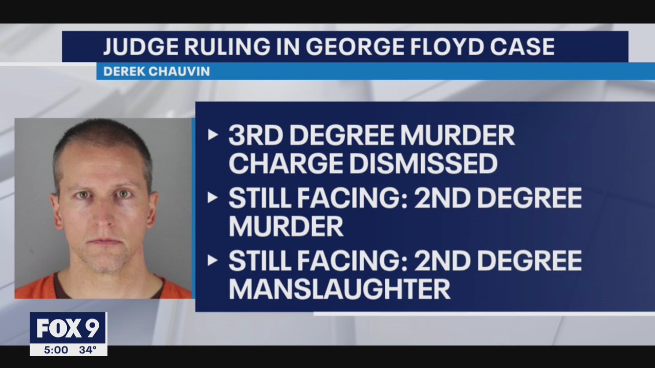 Judge dismisses 3rd-degree murder charge against Derek Chauvin