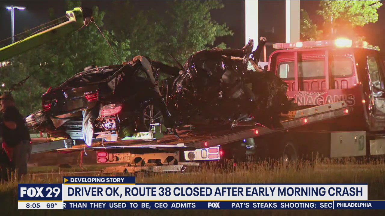 Driver walks away with minor injuries after being ejected from car during crash in Maple Shade