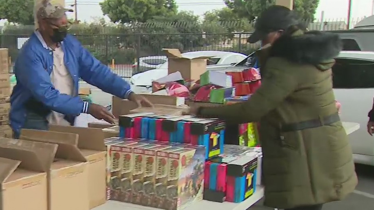 Christmas toy giveaway in Compton