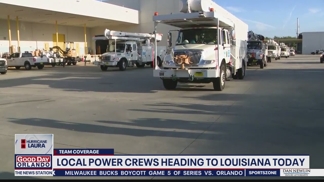 Local power crews head out to help during Hurricane Laura