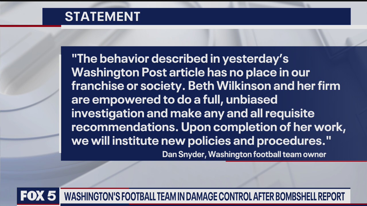 Washington's football team in damage control after bombshell report