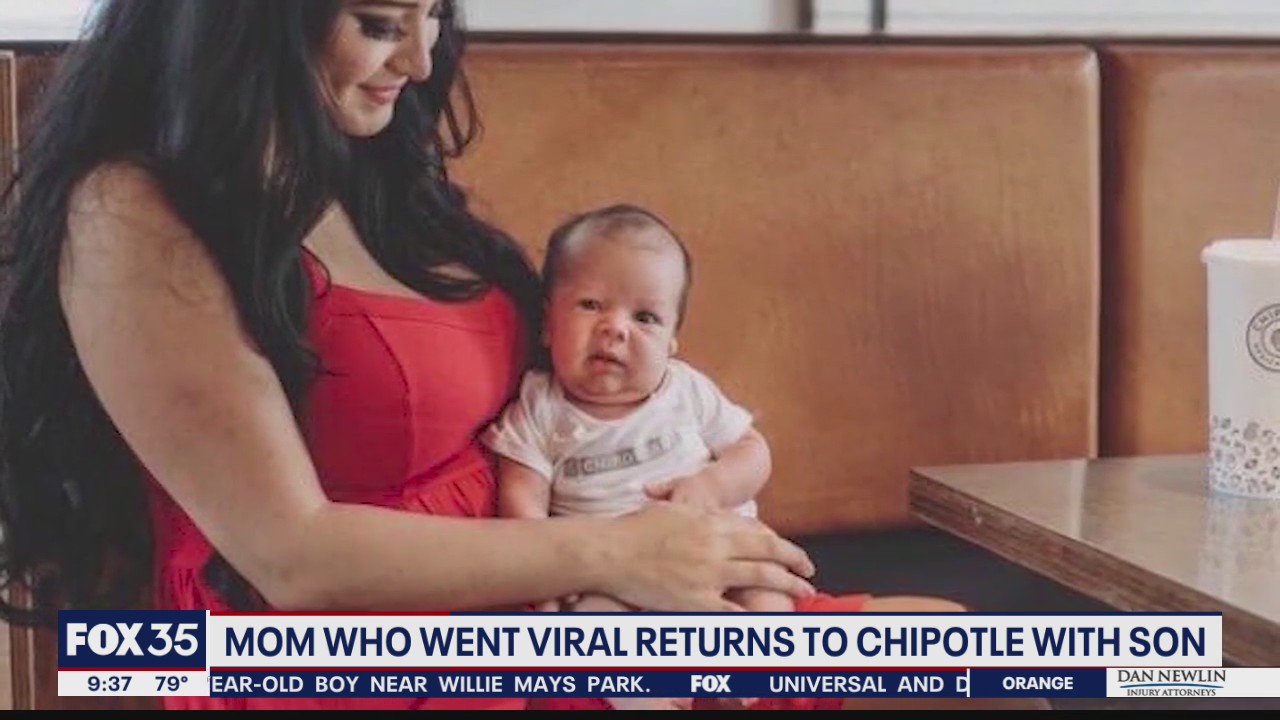 Mom who went viral returns to Chipotle with son