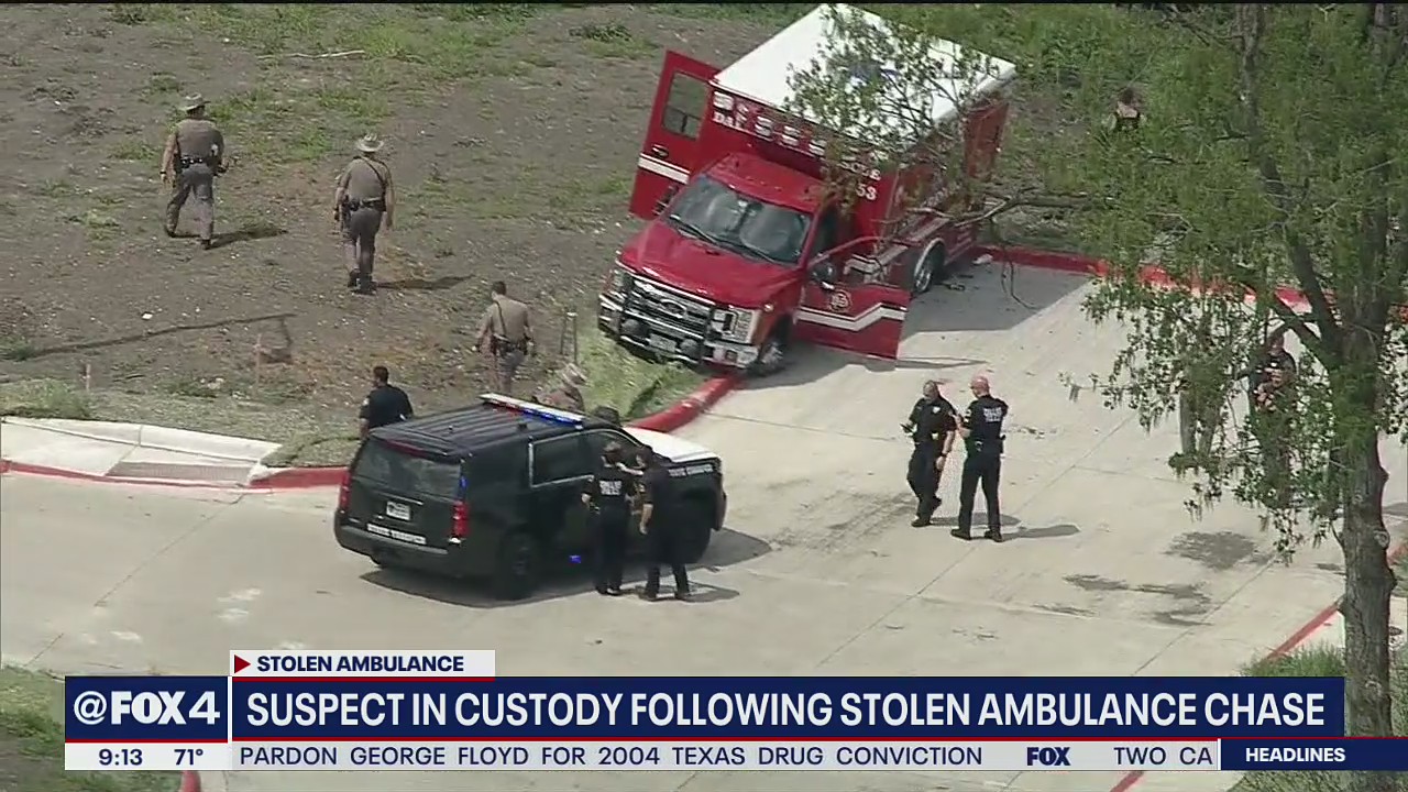Suspect in custody following chase in stolen Dallas Fire-Rescue ambulance