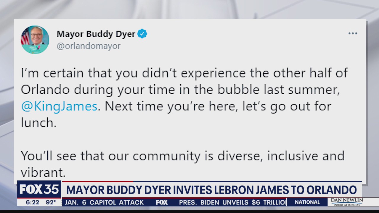 Orlando Mayor Buddy Dyer invites LeBron James back to The City Beautiful