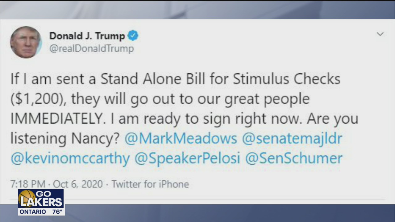 Trump reverses on stimulus talks
