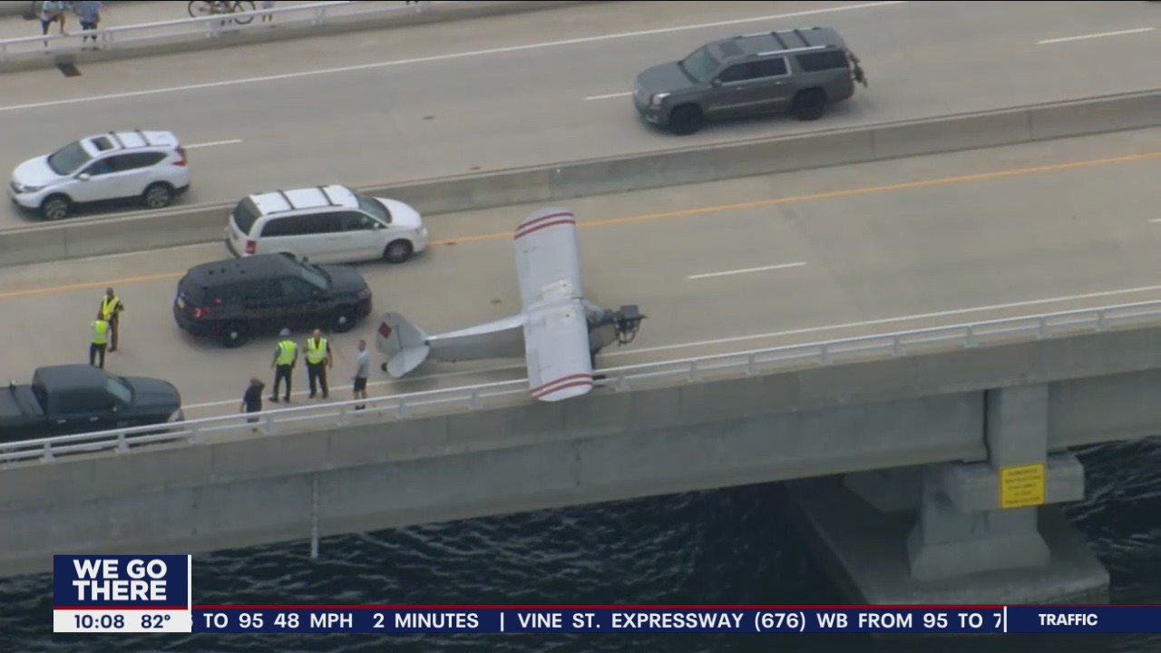 Teenage banner plane pilot makes safe emergency landing on bridge in Ocean City, New Jersey