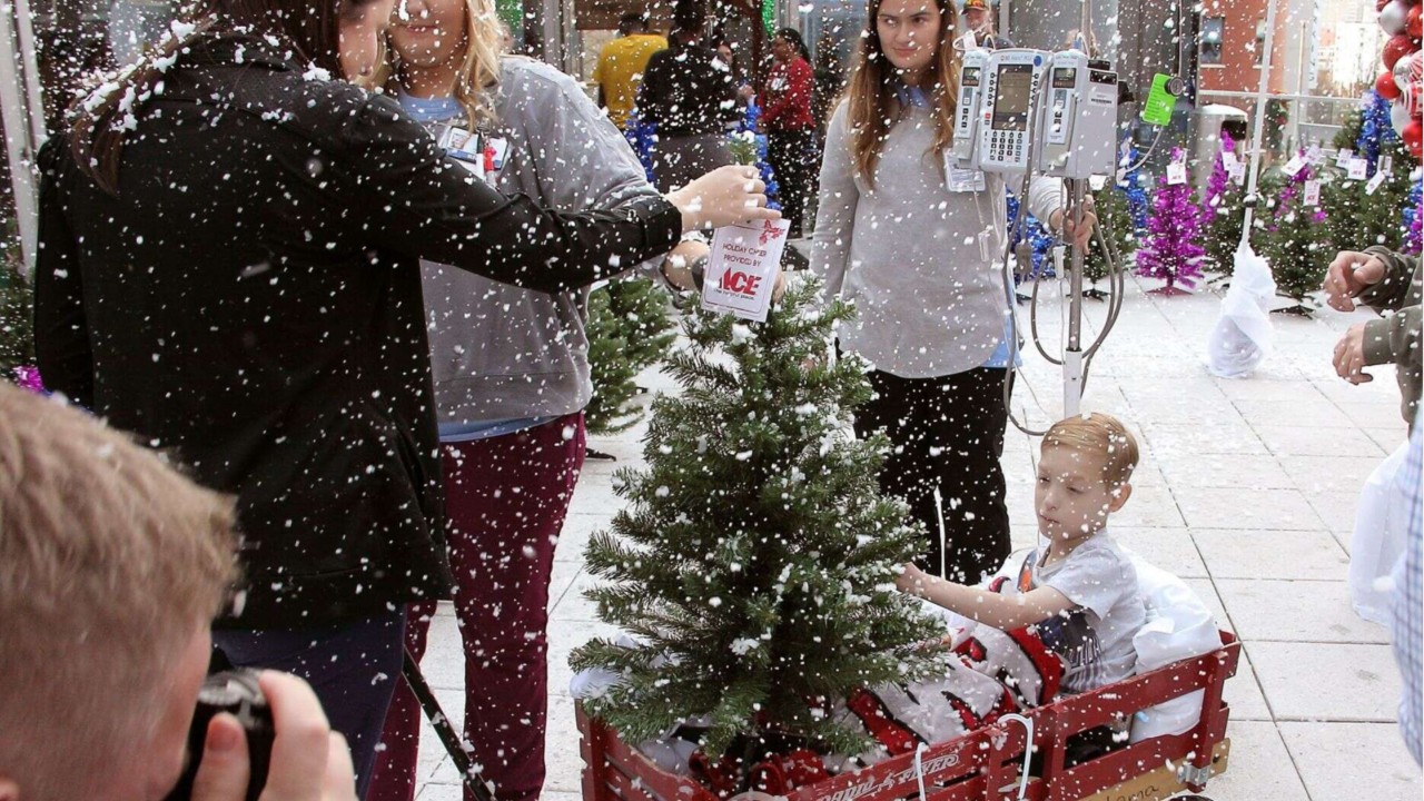 Dad brings Christmas tree farm to hospital in memory of daughter