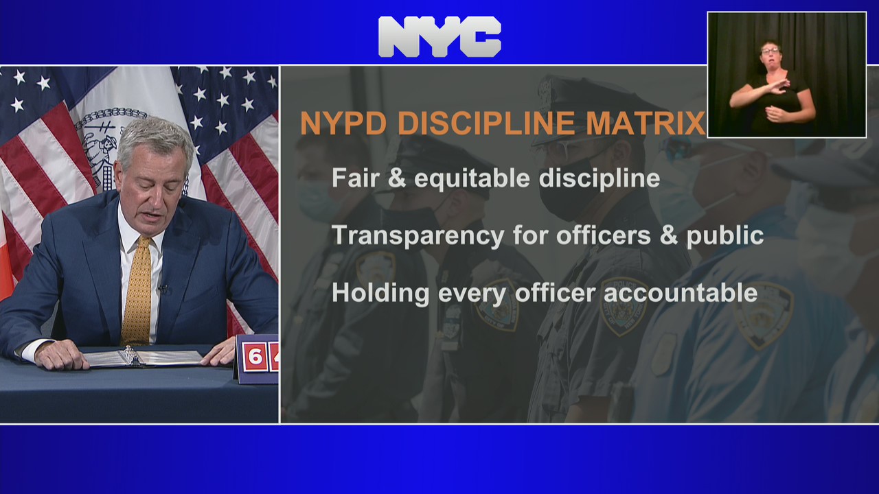 De Blasio announces NYPD discipline matrix