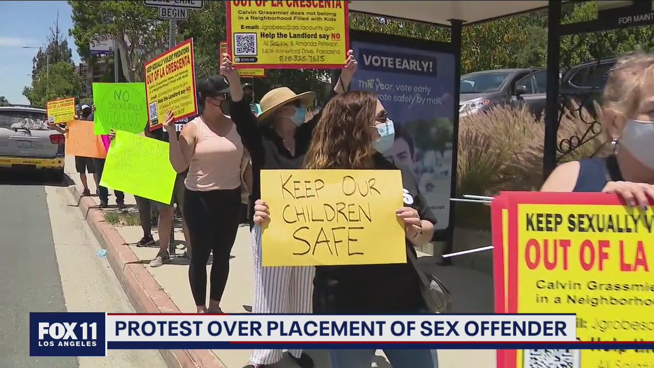 Protest in La Crescenta over placement of sex offender