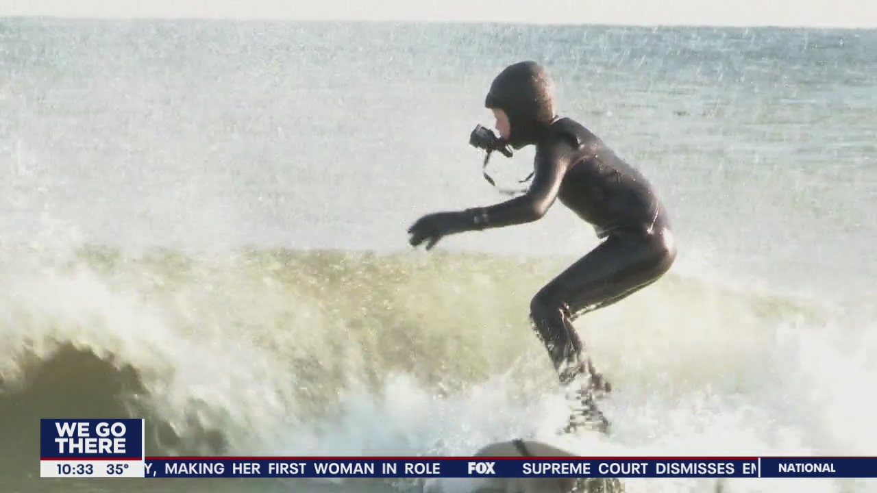 A young N.J. surfer can't get enough of the sport, no matter the weather