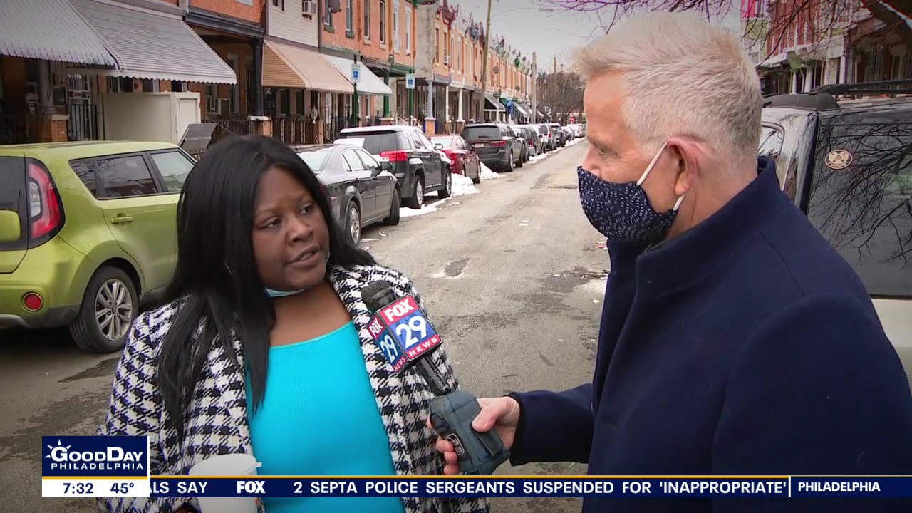 Mike Jerrick talks with residents of Philadelphia communities impacted by gun violence