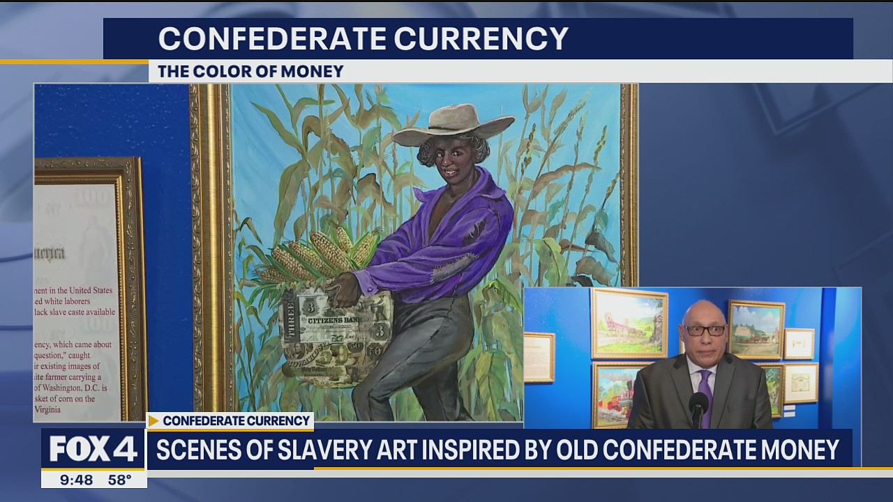 Artist turns Confederate money into works of art