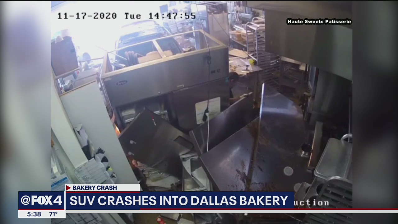 Video shows SUV barrel through Northeast Dallas bakery