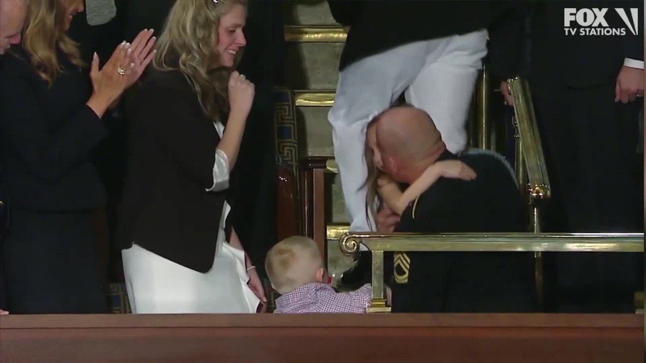Military family reunited at SOTU