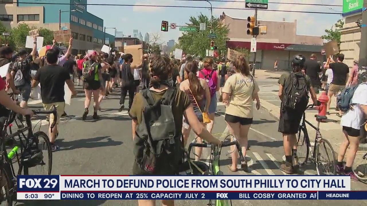 Protesters march in Philadelphia calling to defund the police