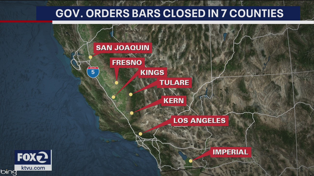Gov. Newsom orders bars in 7 California counties closed