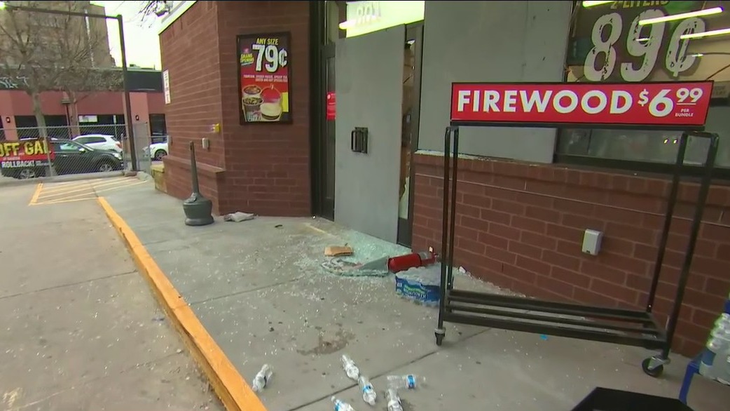 Damage from overnight looting on Lake Street in Minneapolis