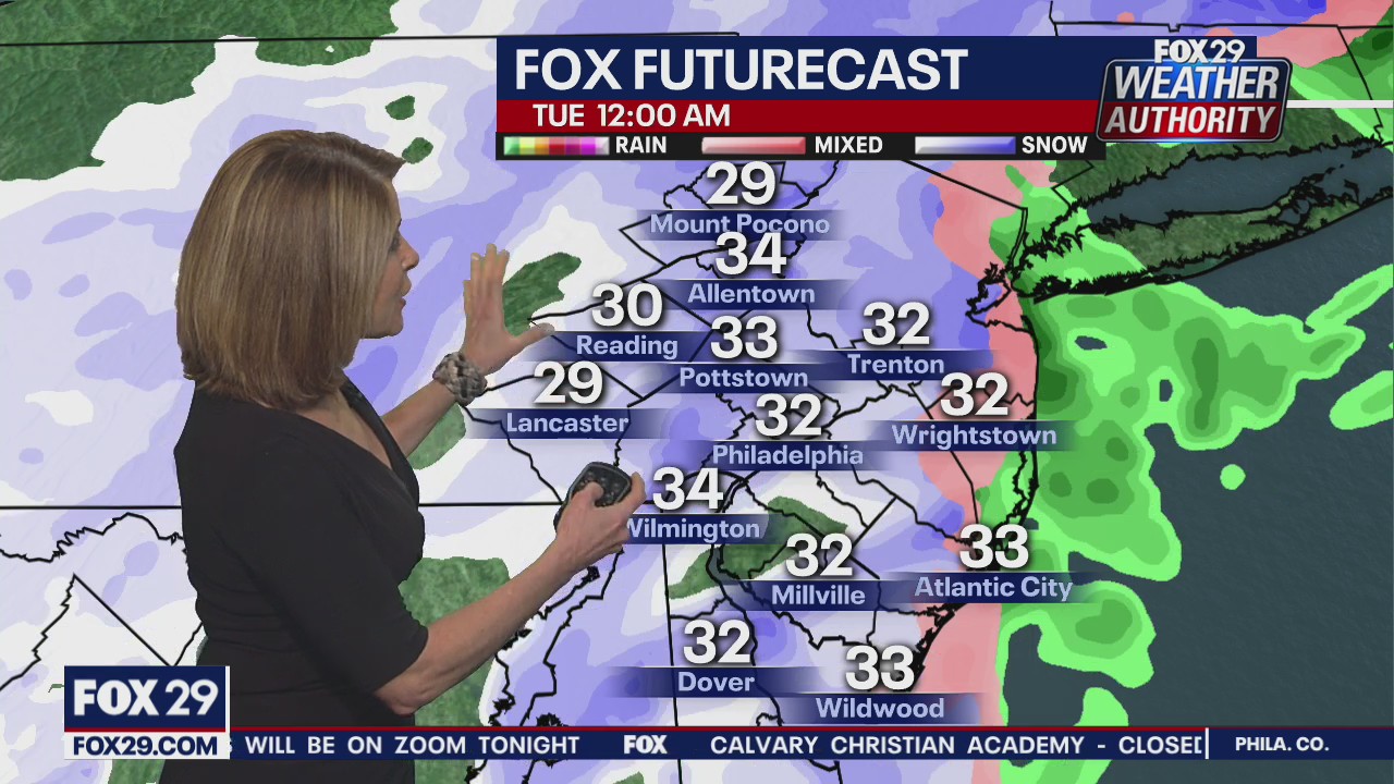 Sleet changes over to snow for most of the region as winter storm moved through