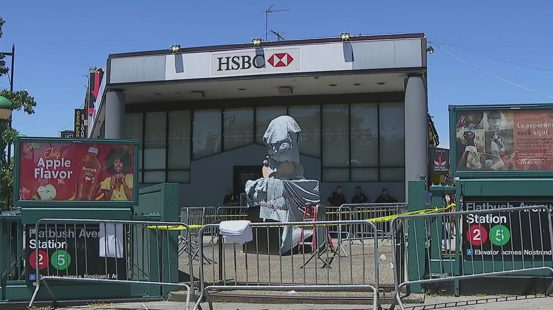 George Floyd statues in Brooklyn, Newark vandalized