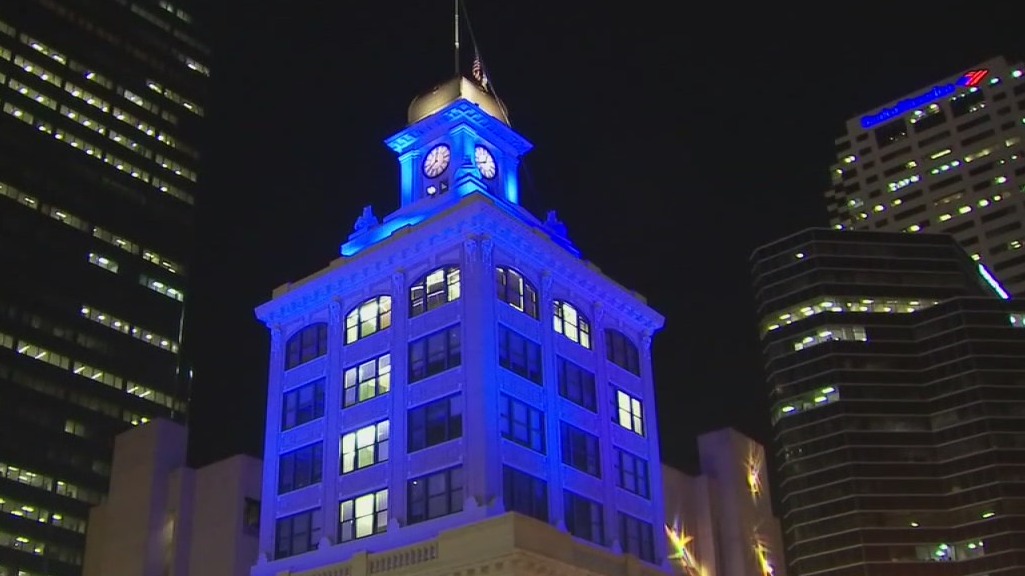 City lights up blue to honor fallen Tampa officer
