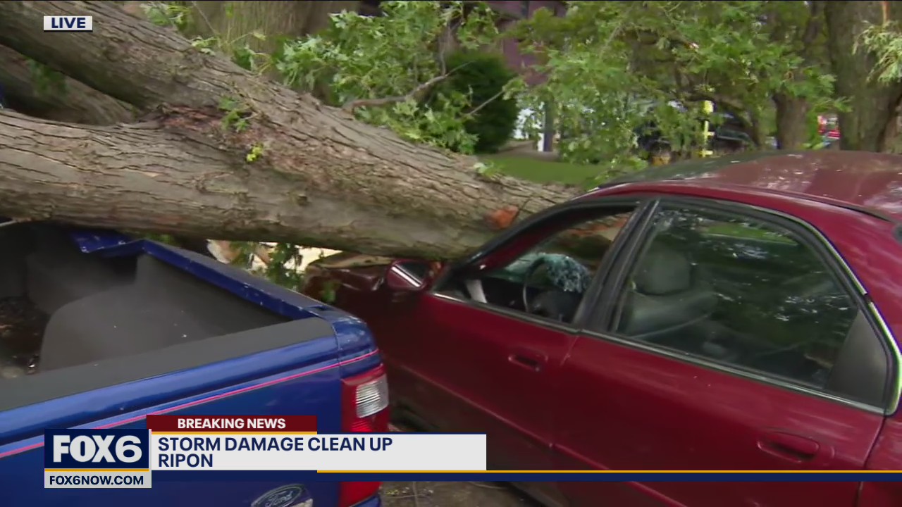 Town of Ripon storm damage; numerous roads closed, no injuries