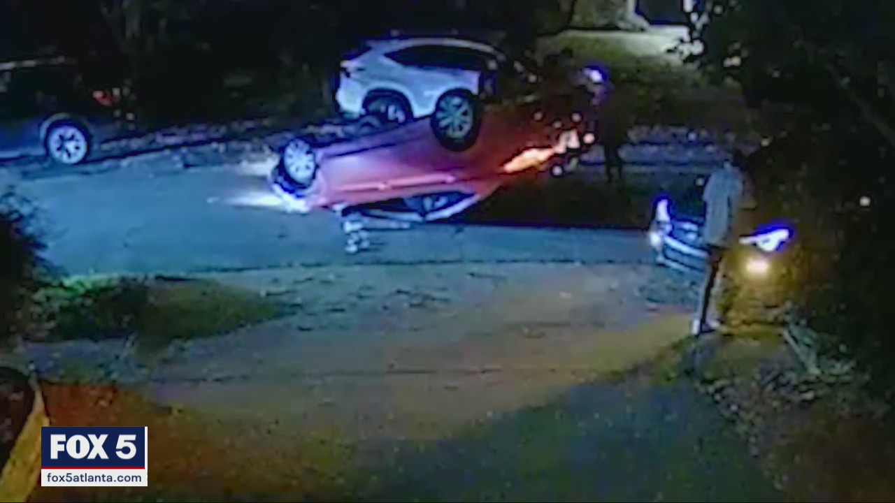 Car flipped during Atlanta street race