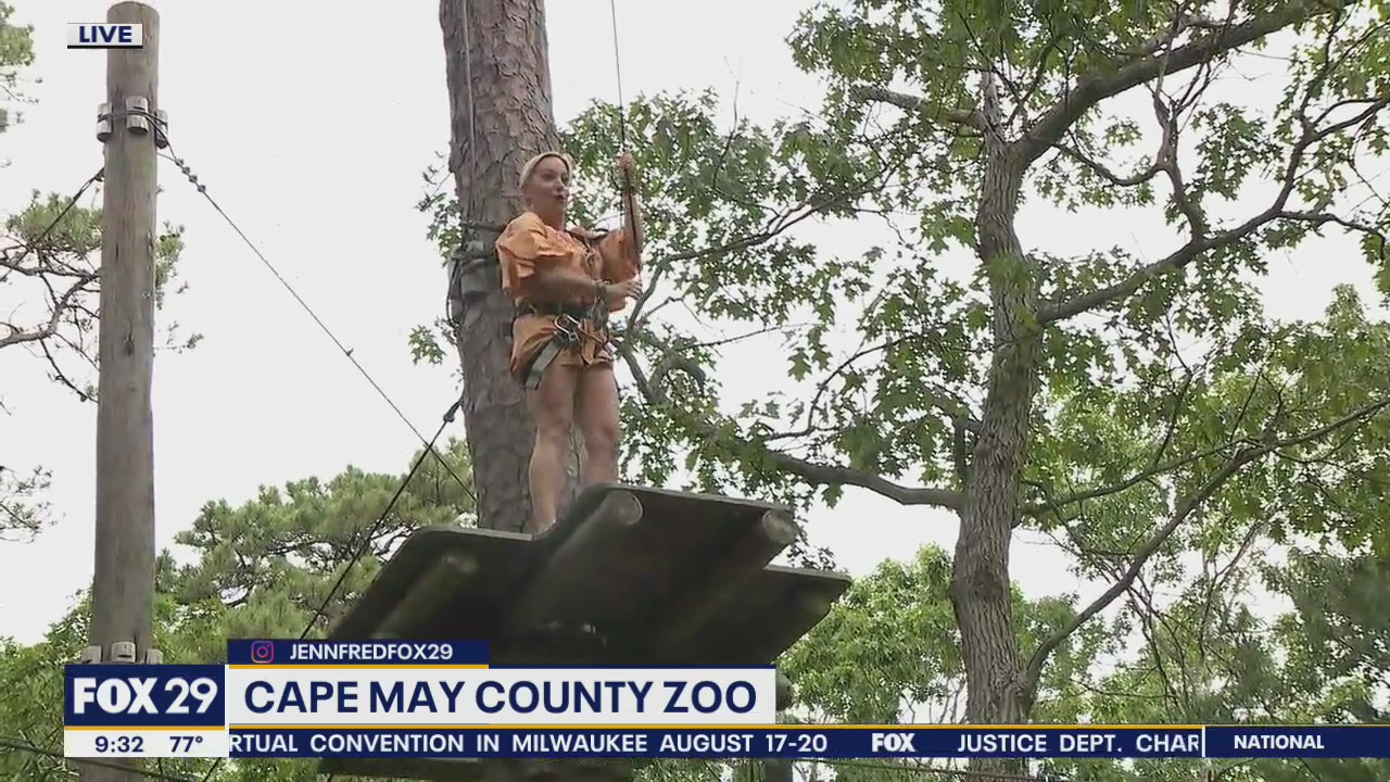 Jenn goes zip lining at Cape May County Zoo