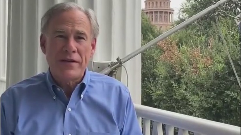 Texas Governor Greg Abbott receiving Regeneron's monoclonal infusions