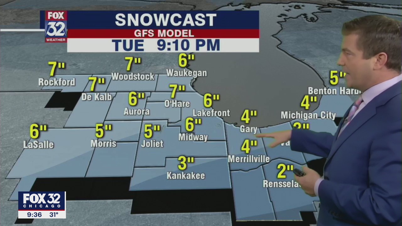 Forecast for Chicagoland on Sunday night, January 24
