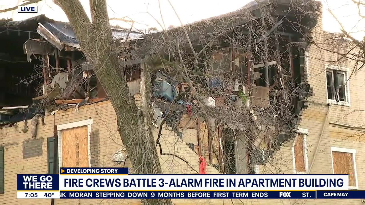 Firefighters douse 3-alarm blaze at rundown apartment building
