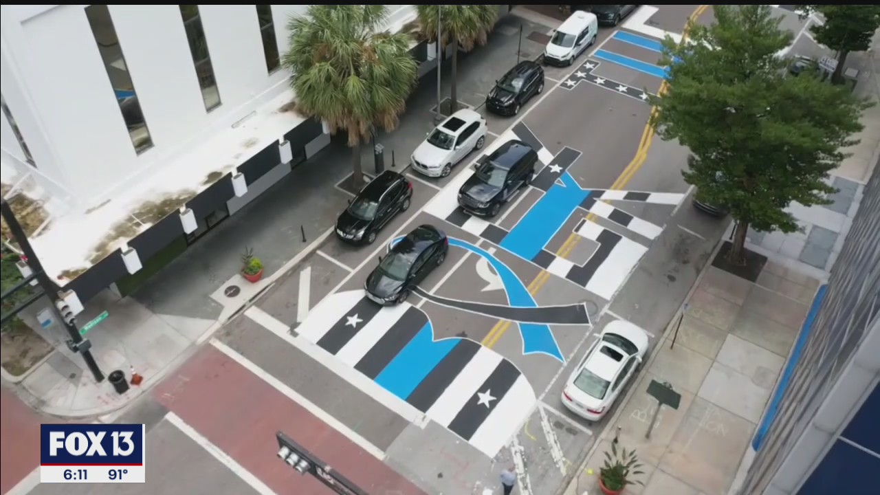 Unpermitted 'Back the Blue' mural painted outside TPD headquarters