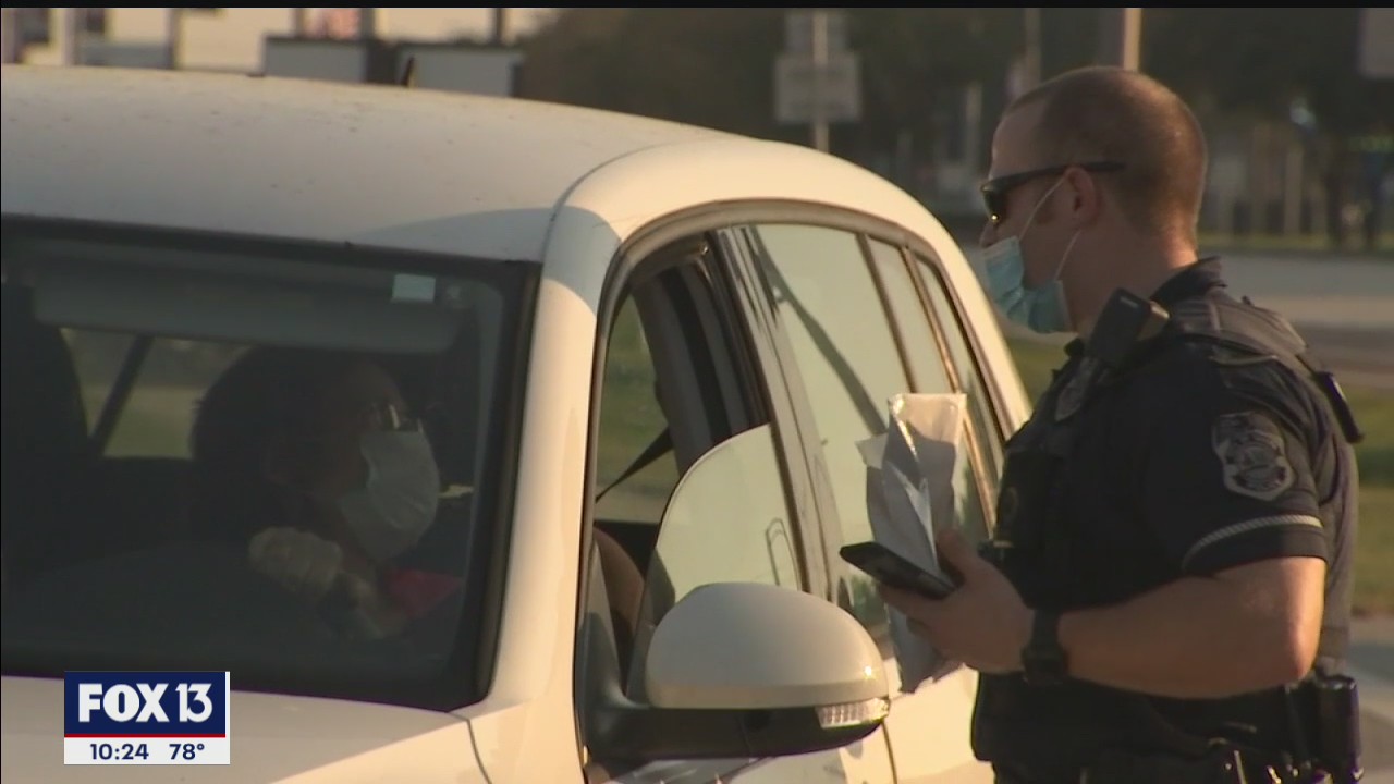 National Night Out drive-through with Tampa police