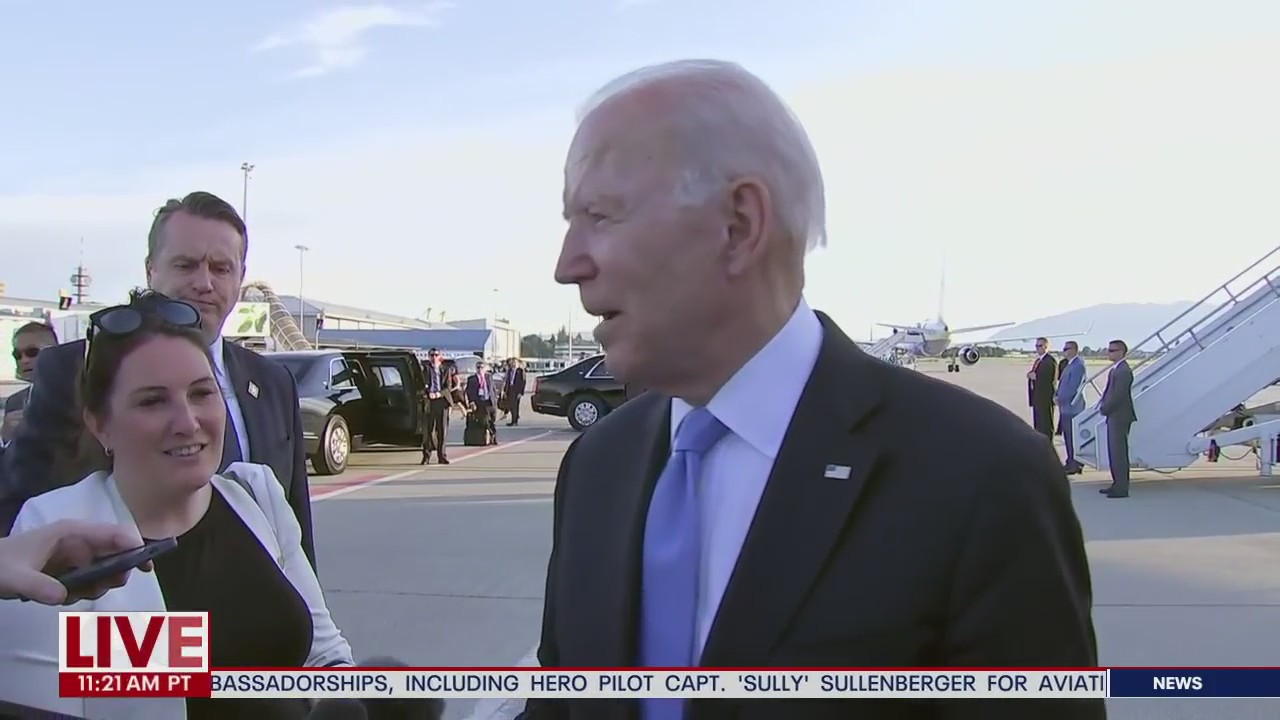 Biden speaks to reporters before boarding Air Force 1