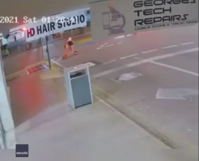 Woman flies over handlebars as e-scooter hits gutter in Australia
