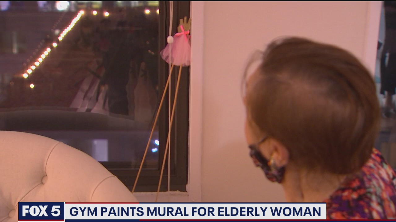 Gym paints mural for elderly woman