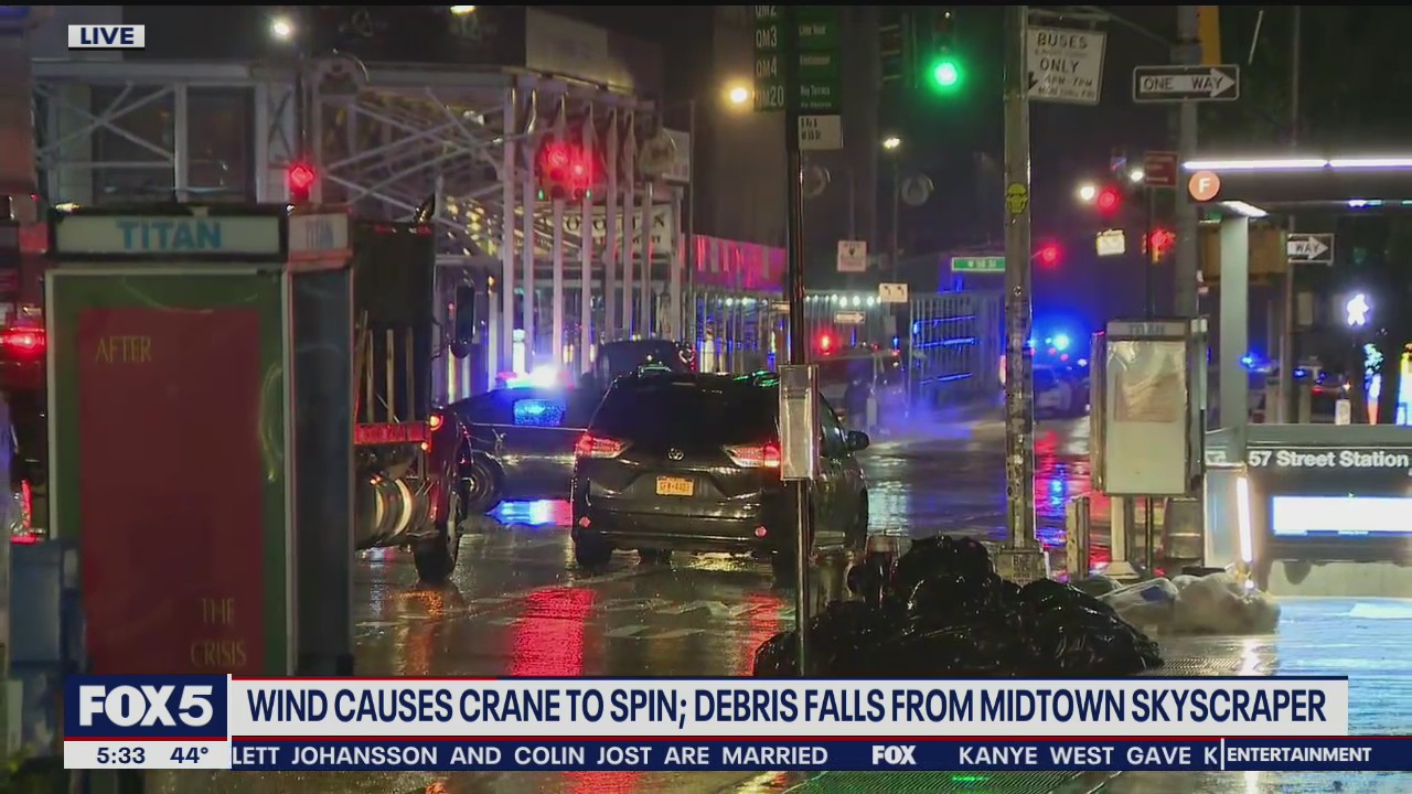 Debris falls from spinning crane