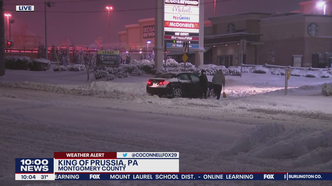 Winter storm creates treacherous road conditions in King of Prussia