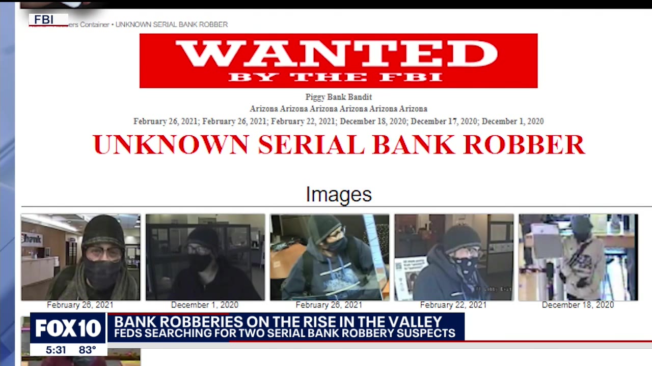 FBI: Bank robberies on the rise across the Valley