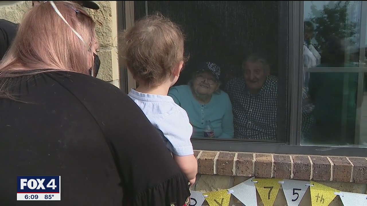 Family holds parade for North Texas couple in nursing home to celebrate their 75th anniversary